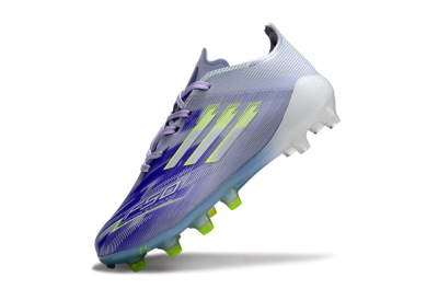 Kids Adidas F50 Elite AG Artificial Grass Low-Tops Football Boots - Purple/Lime Green/Light Blue