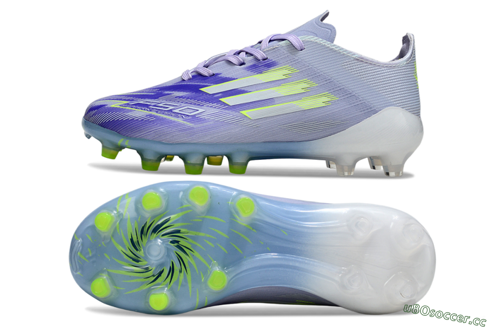 Kids Adidas F50 Elite AG Artificial Grass Low-Tops Football Boots - Purple/Lime Green/Light Blue 1