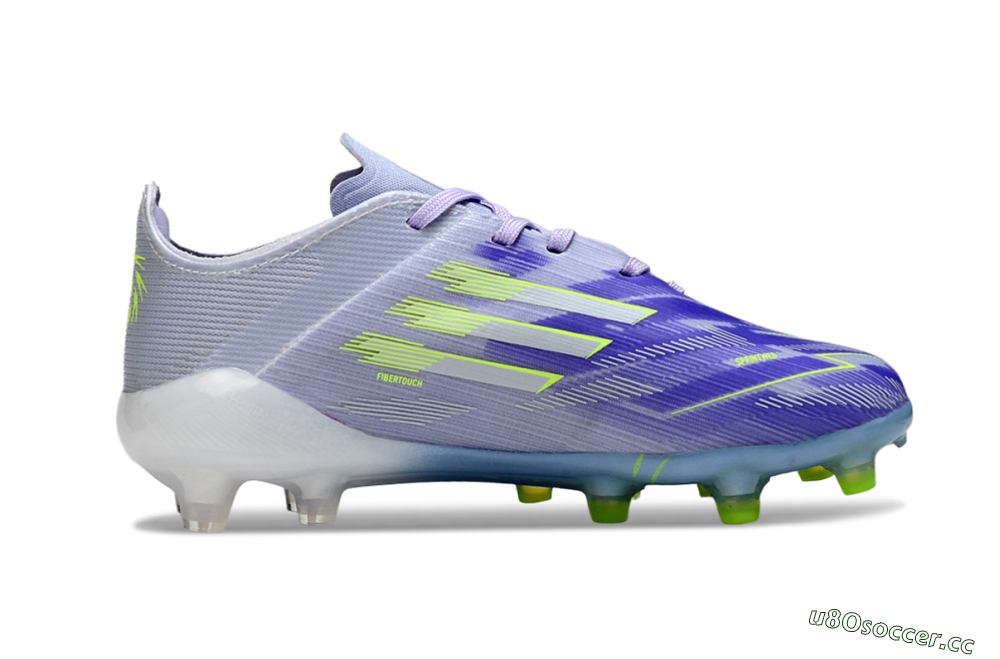 Kids Adidas F50 Elite AG Artificial Grass Low-Tops Football Boots - Purple/Lime Green/Light Blue 6