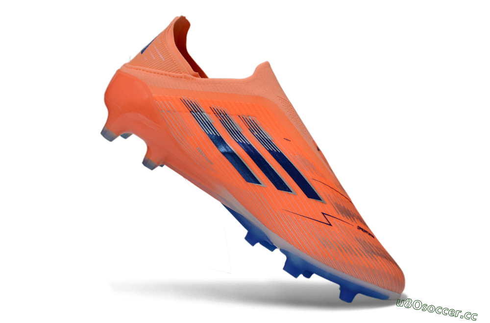 Men's Adidas F50 Elite Laceless AG Artificial Grass Low-Tops Football Boots - Orange/Electric Blue/Neon Orange 5
