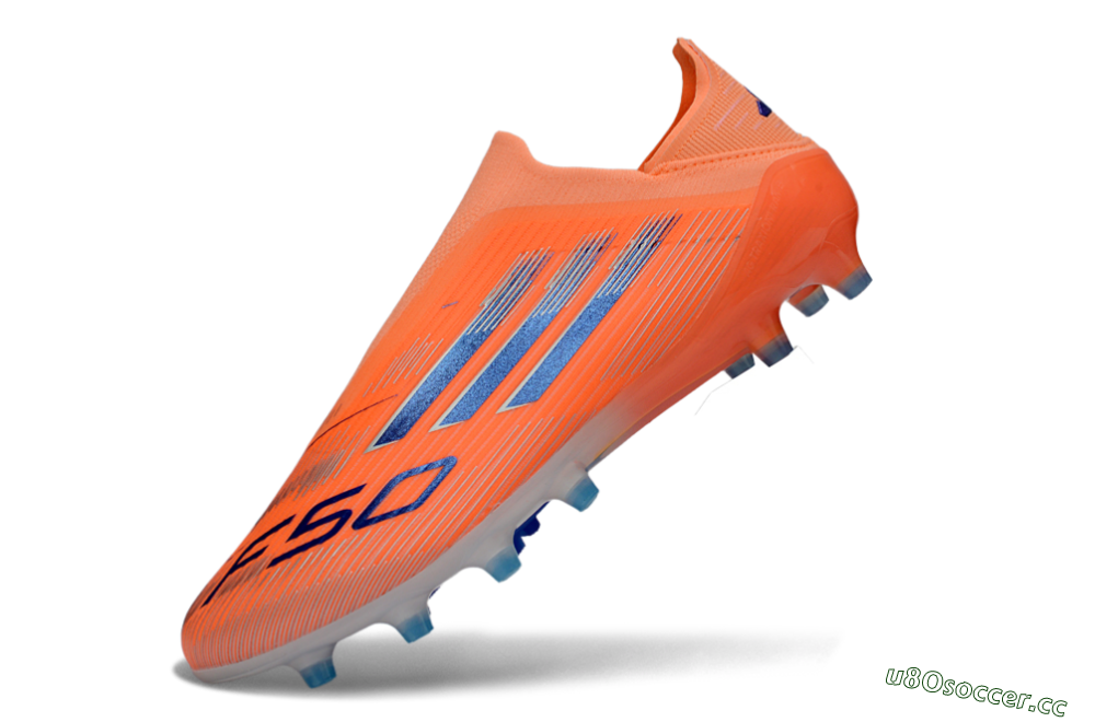 Men's Adidas F50 Elite Laceless AG Artificial Grass Low-Tops Football Boots - Orange/Electric Blue/Neon Orange 6