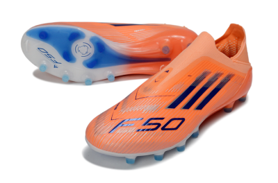 Men's Adidas F50 Elite Laceless AG Artificial Grass Low-Tops Football Boots - Orange/Electric Blue/Neon Orange