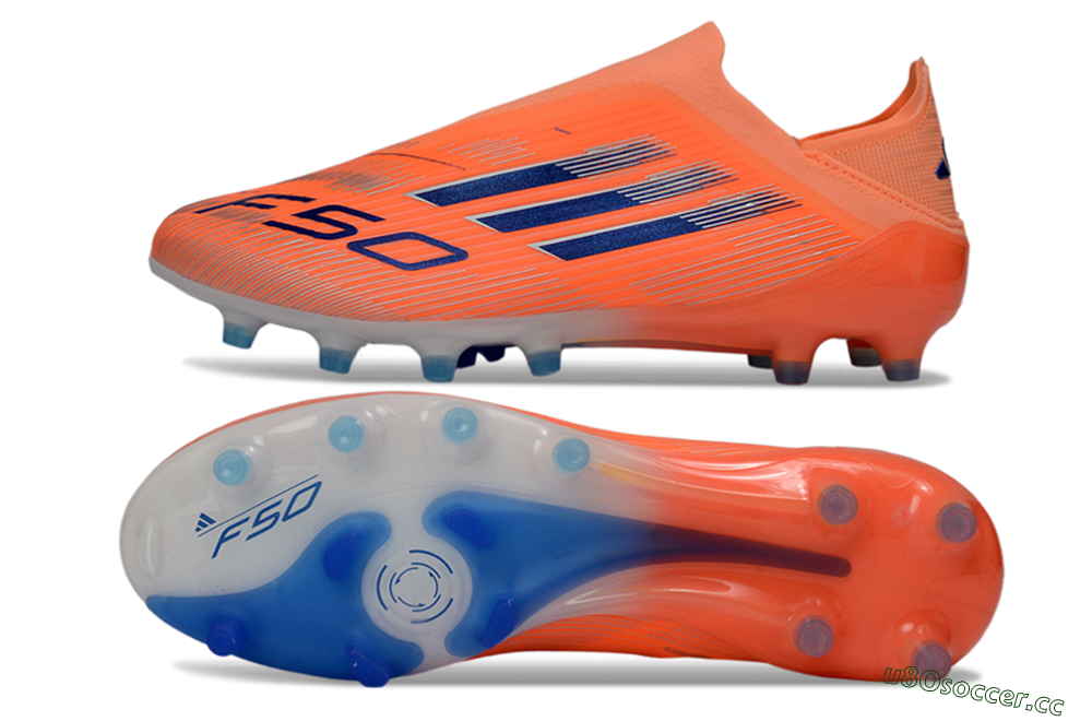 Men's Adidas F50 Elite Laceless AG Artificial Grass Low-Tops Football Boots - Orange/Electric Blue/Neon Orange 1