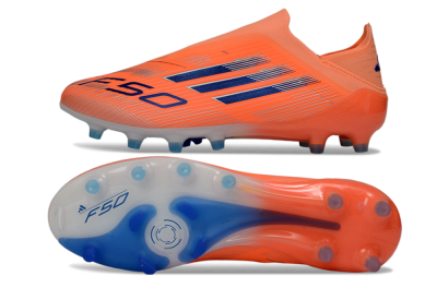 Men's Adidas F50 Elite Laceless AG Artificial Grass Low-Tops Football Boots - Orange/Electric Blue/Neon Orange