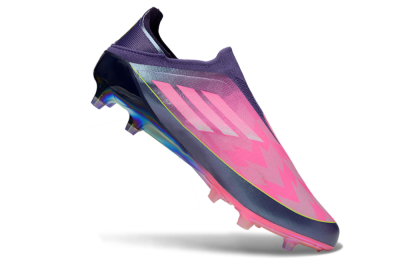 Men's Adidas F50 Elite Laceless AG Artificial Grass Low-Tops Football Boots - Purple/Electric Pink/Radiant Yellow