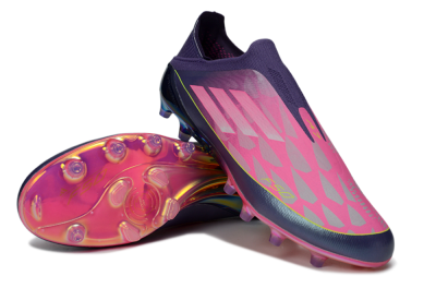 Men's Adidas F50 Elite Laceless AG Artificial Grass Low-Tops Football Boots - Purple/Electric Pink/Radiant Yellow