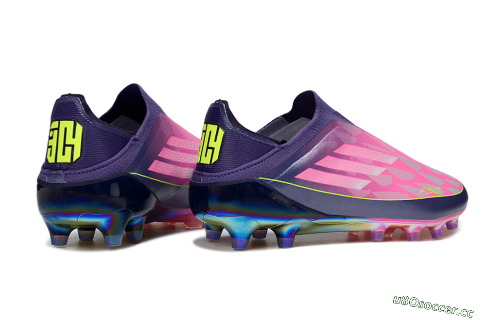 Men's Adidas F50 Elite Laceless AG Artificial Grass Low-Tops Football Boots - Purple/Electric Pink/Radiant Yellow 7