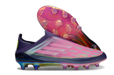 Men's Adidas F50 Elite Laceless AG Artificial Grass Low-Tops Football Boots - Purple/Electric Pink/Radiant Yellow