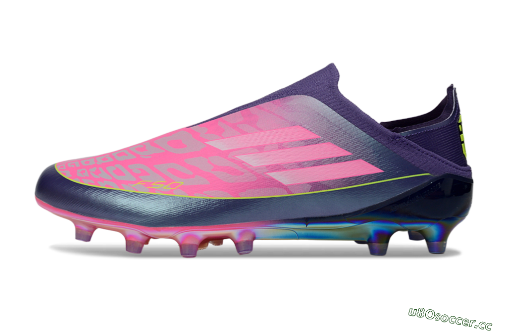 Men's Adidas F50 Elite Laceless AG Artificial Grass Low-Tops Football Boots - Purple/Electric Pink/Radiant Yellow 0