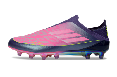 Men's Adidas F50 Elite Laceless AG Artificial Grass Low-Tops Football Boots - Purple/Electric Pink/Radiant Yellow