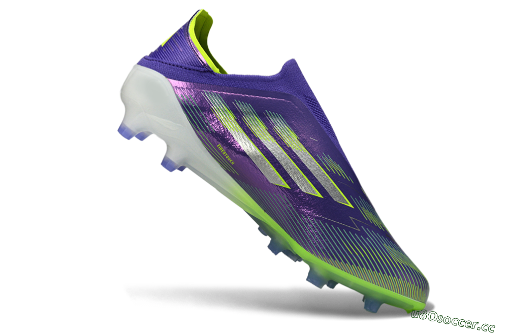 Men's Adidas F50 Elite Laceless AG Artificial Grass Low-Tops Football Boots - Purple/Electric Green/Metallic Purple 5