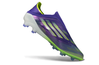 Men's Adidas F50 Elite Laceless AG Artificial Grass Low-Tops Football Boots - Purple/Electric Green/Metallic Purple
