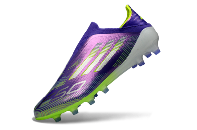 Men's Adidas F50 Elite Laceless AG Artificial Grass Low-Tops Football Boots - Purple/Electric Green/Metallic Purple