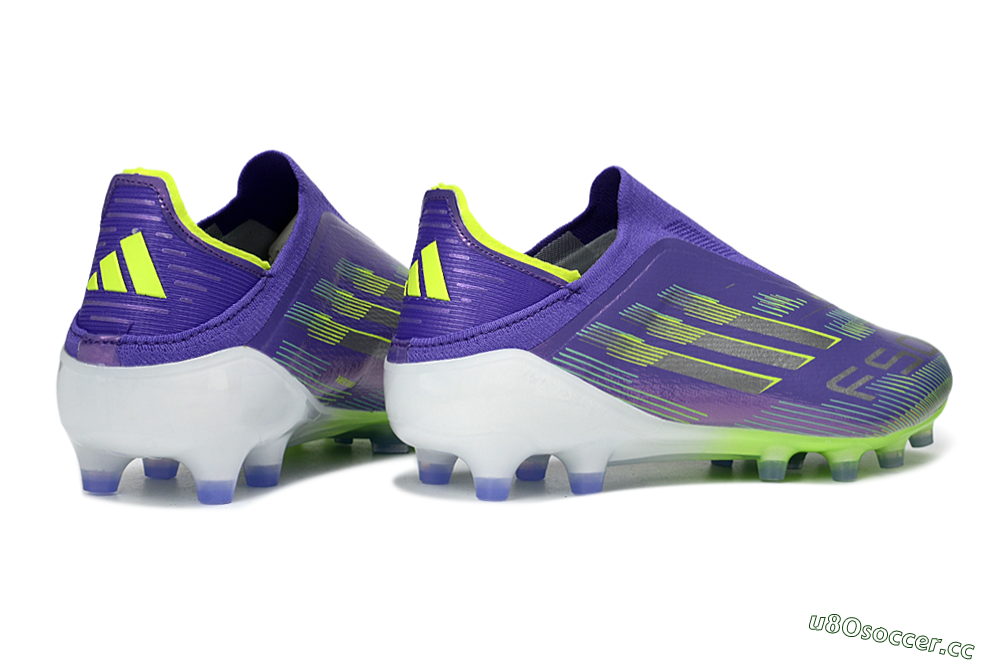 Men's Adidas F50 Elite Laceless AG Artificial Grass Low-Tops Football Boots - Purple/Electric Green/Metallic Purple 7