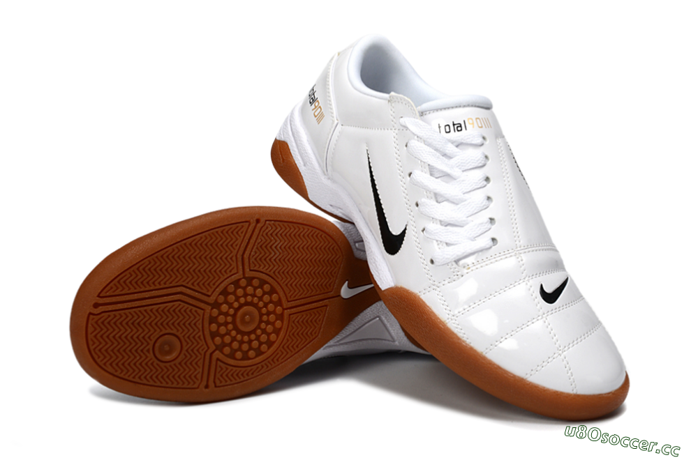 Men's Nike Total 90 III IC Indoor & Futsal Low-Tops Football Shoes - White/Classic Black/Amber Brown 4