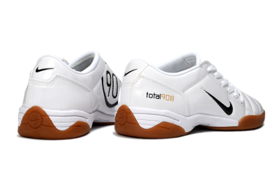 Men's Nike Total 90 III IC Indoor & Futsal Low-Tops Football Shoes - White/Classic Black/Amber Brown