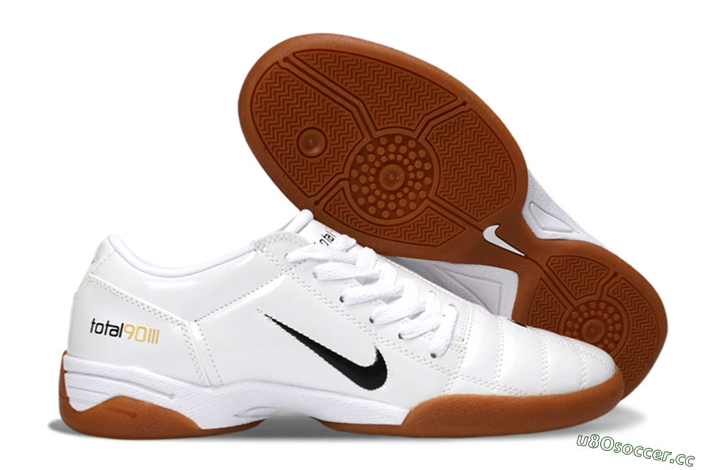 Men's Nike Total 90 III IC Indoor & Futsal Low-Tops Football Shoes - White/Classic Black/Amber Brown 2