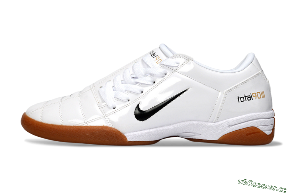 Men's Nike Total 90 III IC Indoor & Futsal Low-Tops Football Shoes - White/Classic Black/Amber Brown 0