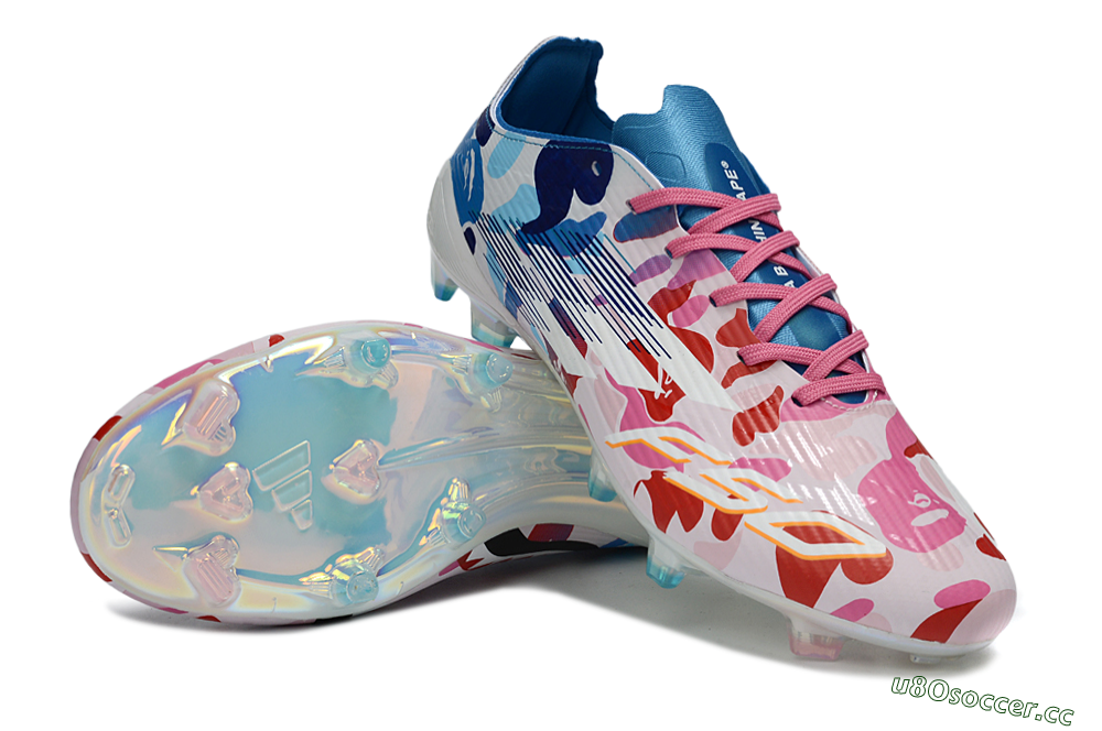 Unisex Adidas F50 Elite FG Firm Ground Low-Tops Football Boots - Pink/Blush Pink/Blue Ocean 4