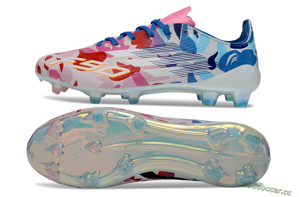 Unisex Adidas F50 Elite FG Firm Ground Low-Tops Football Boots - Pink/Blush Pink/Blue Ocean 1