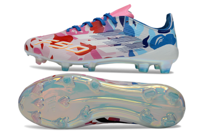 Unisex Adidas F50 Elite FG Firm Ground Low-Tops Football Boots - Pink/Blush Pink/Blue Ocean