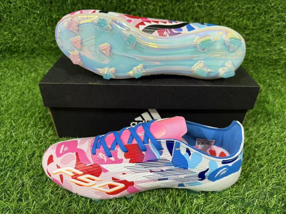 Unisex Adidas F50 Elite FG Firm Ground Low-Tops Football Boots - Pink/Blush Pink/Blue Ocean
