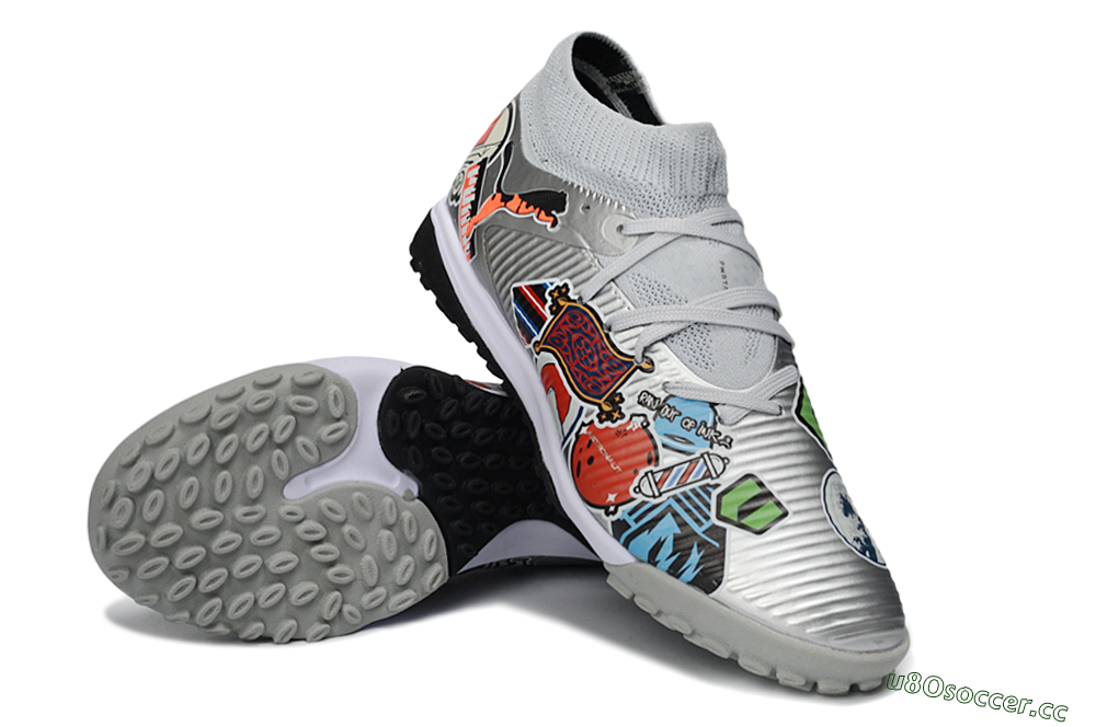 Men's Puma Future 8 Ultimate TF Artificial Turf Low-Tops Football Shoes - Grey/Urban Grey/Graphic Black 3