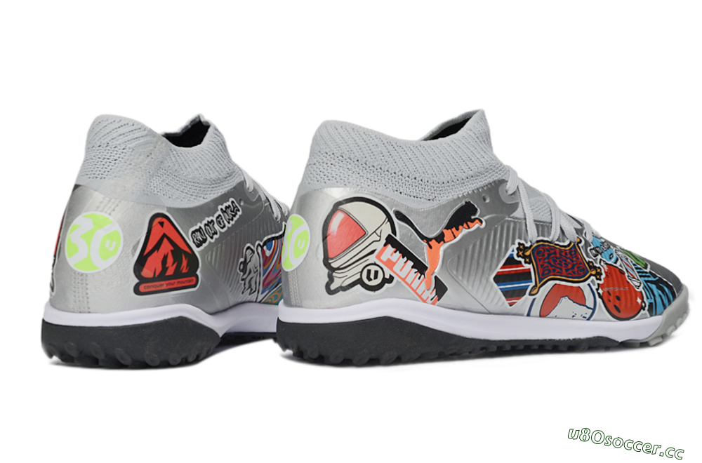 Men's Puma Future 8 Ultimate TF Artificial Turf Low-Tops Football Shoes - Grey/Urban Grey/Graphic Black 6