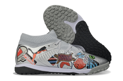 Men's Puma Future 8 Ultimate TF Artificial Turf Low-Tops Football Shoes - Grey/Urban Grey/Graphic Black