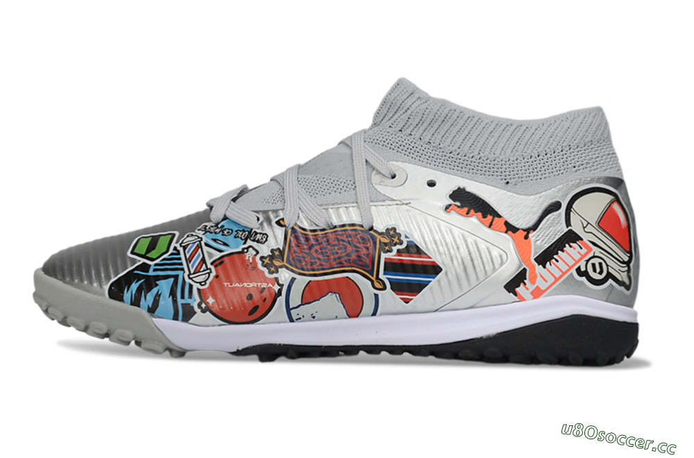 Men's Puma Future 8 Ultimate TF Artificial Turf Low-Tops Football Shoes - Grey/Urban Grey/Graphic Black 0