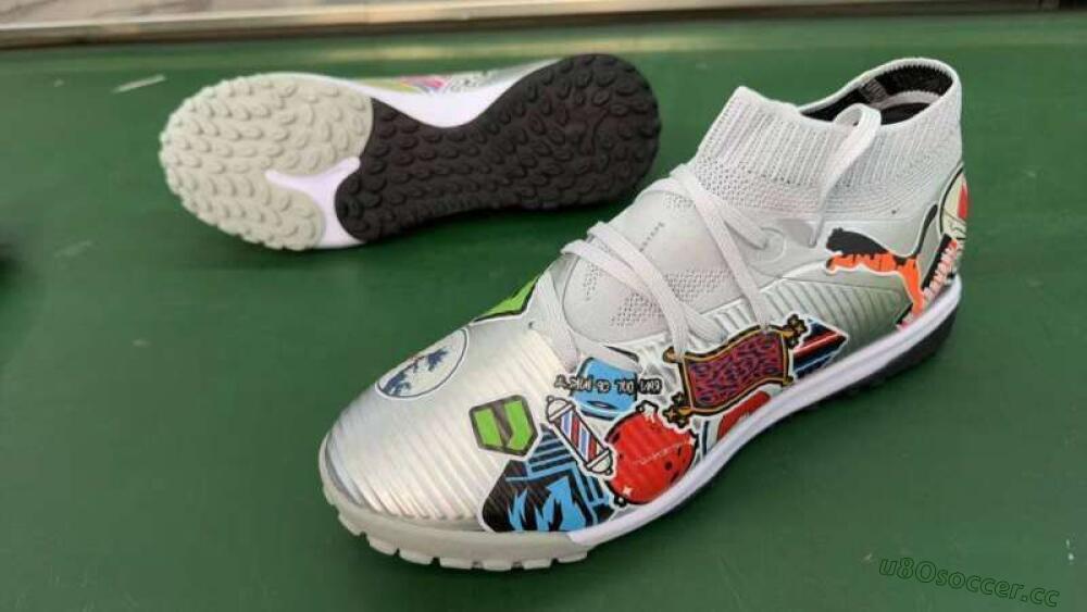 Men's Puma Future 8 Ultimate TF Artificial Turf Low-Tops Football Shoes - Grey/Urban Grey/Graphic Black