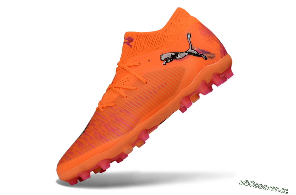 Men's Puma Future 8 Ultimate MG Multi Ground Low-Tops Football Boots - Orange/Neon Orange/Pink Blast 5