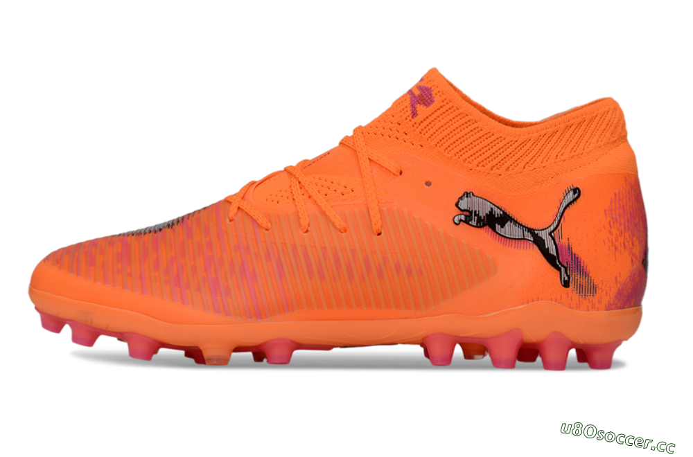 Men's Puma Future 8 Ultimate MG Multi Ground Low-Tops Football Boots - Orange/Neon Orange/Pink Blast 0