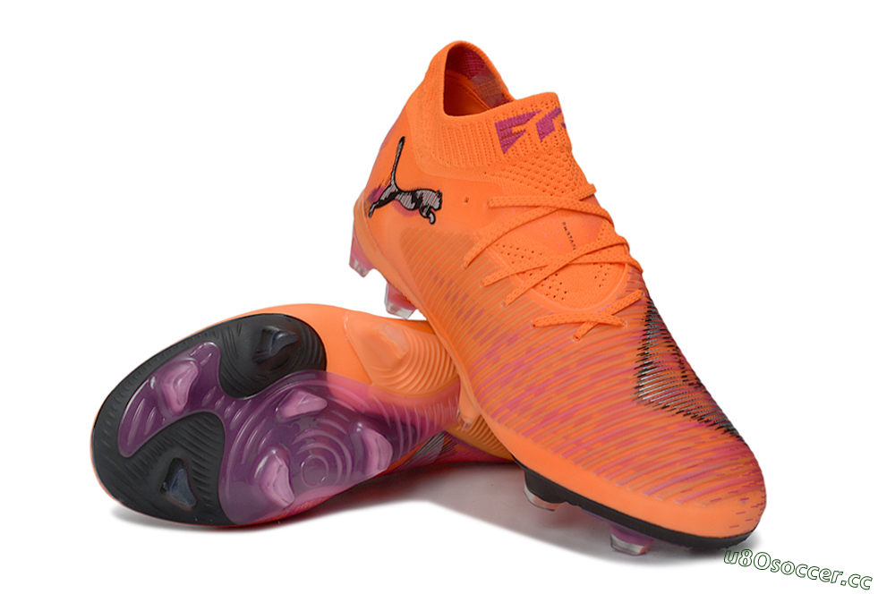 Men's Puma Future 8 Ultimate FG Firm Ground Low-Tops Football Boots - Orange/Sunset Blaze/Crimson Canvas 3