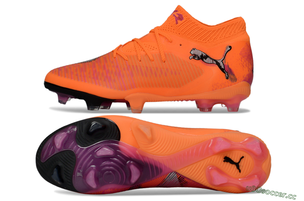 Men's Puma Future 8 Ultimate FG Firm Ground Low-Tops Football Boots - Orange/Sunset Blaze/Crimson Canvas 1