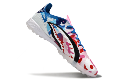 Unisex Adidas F50 Pro TF Artificial Turf Low-Tops Football Shoes - Pink/Ocean Blue/Pastel Red