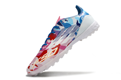 Unisex Adidas F50 Pro TF Artificial Turf Low-Tops Football Shoes - Pink/Ocean Blue/Pastel Red