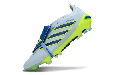 Unisex Adidas Predator 26 Elite Fold-Over Tongue FG Firm Ground Low-Tops Football Boots - Blue/Neon Yellow/Cool Gray