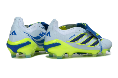 Unisex Adidas Predator 26 Elite Fold-Over Tongue FG Firm Ground Low-Tops Football Boots - Blue/Neon Yellow/Cool Gray