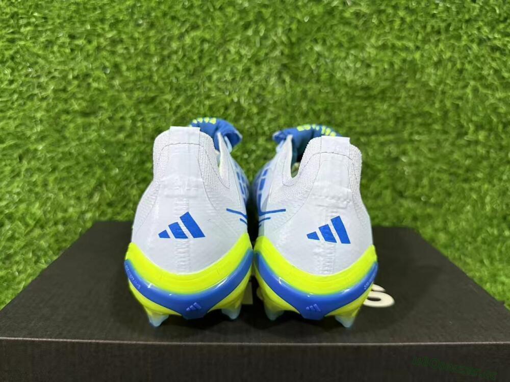 Unisex Adidas Predator 26 Elite Fold-Over Tongue FG Firm Ground Low-Tops Football Boots - Blue/Neon Yellow/Cool Gray