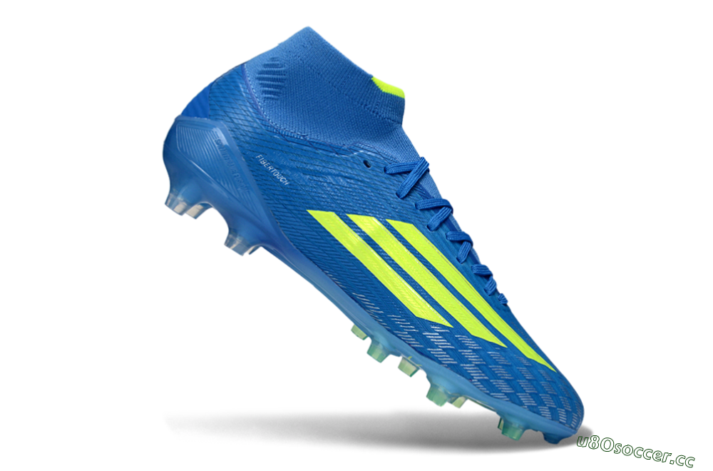 Men's Adidas F50 Elite Mid AG Artificial Grass High-Tops Football Boots - Blue/Electric Blue/Neon Green 4