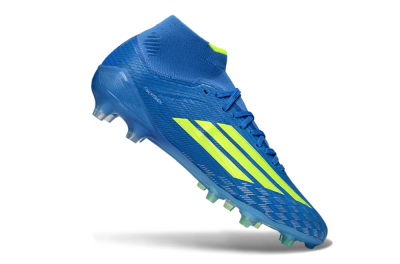 Men's Adidas F50 Elite Mid AG Artificial Grass High-Tops Football Boots - Blue/Electric Blue/Neon Green