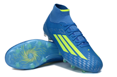 Men's Adidas F50 Elite Mid AG Artificial Grass High-Tops Football Boots - Blue/Electric Blue/Neon Green