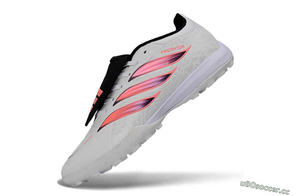 Men's Adidas Predator 26 Elite Fold-Over Tongue TF Artificial Turf Low-Tops Football Shoes - White/Neon Orange/Fuchsia Pink 5