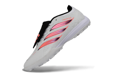 Men's Adidas Predator 26 Elite Fold-Over Tongue TF Artificial Turf Low-Tops Football Shoes - White/Neon Orange/Fuchsia Pink