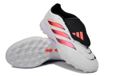 Men's Adidas Predator 26 Elite Fold-Over Tongue TF Artificial Turf Low-Tops Football Shoes - White/Neon Orange/Fuchsia Pink