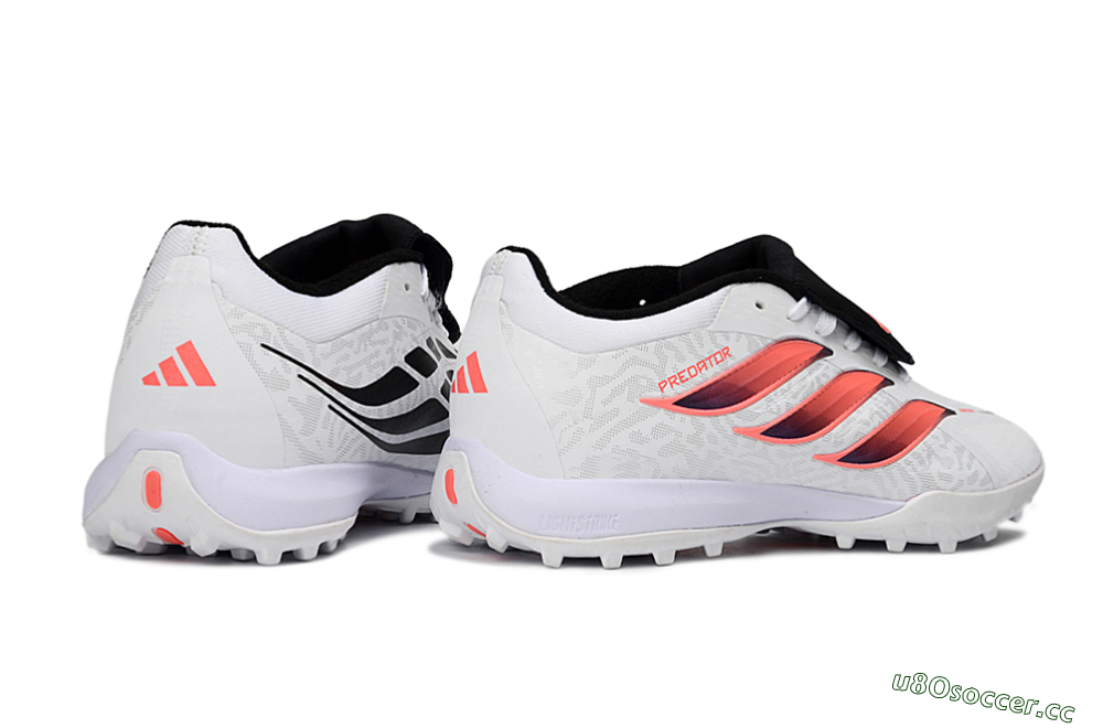 Men's Adidas Predator 26 Elite Fold-Over Tongue TF Artificial Turf Low-Tops Football Shoes - White/Neon Orange/Fuchsia Pink 6