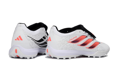 Men's Adidas Predator 26 Elite Fold-Over Tongue TF Artificial Turf Low-Tops Football Shoes - White/Neon Orange/Fuchsia Pink