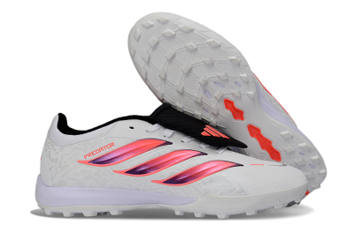 Men's Adidas Predator 26 Elite Fold-Over Tongue TF Artificial Turf Low-Tops Football Shoes - White/Neon Orange/Fuchsia Pink