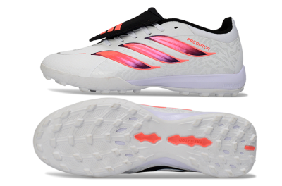 Men's Adidas Predator 26 Elite Fold-Over Tongue TF Artificial Turf Low-Tops Football Shoes - White/Neon Orange/Fuchsia Pink